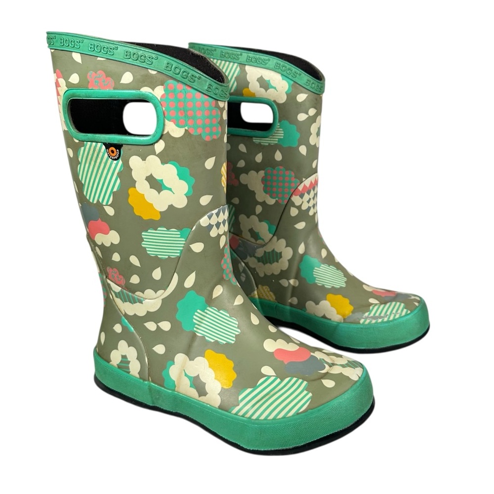 Bogs Kids Olive Green Multi Floral Rain Boots
